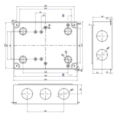 150x110x70mm waterproof junction box