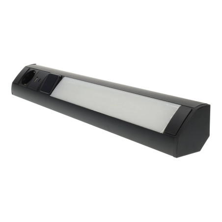 Regleta LED bajo mueble 9W toma Schuko & USB A+C - negro