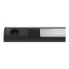 Regleta LED bajo mueble 9W toma Schuko & USB A+C - negro