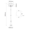 Lampadaire solaire 3 têtes 260CM