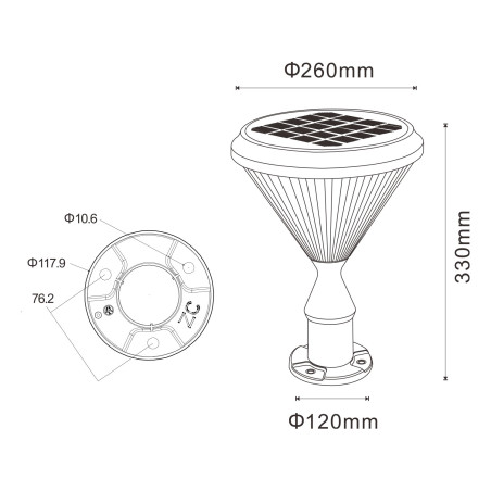 Lampada overwall solare IP65 da 6W