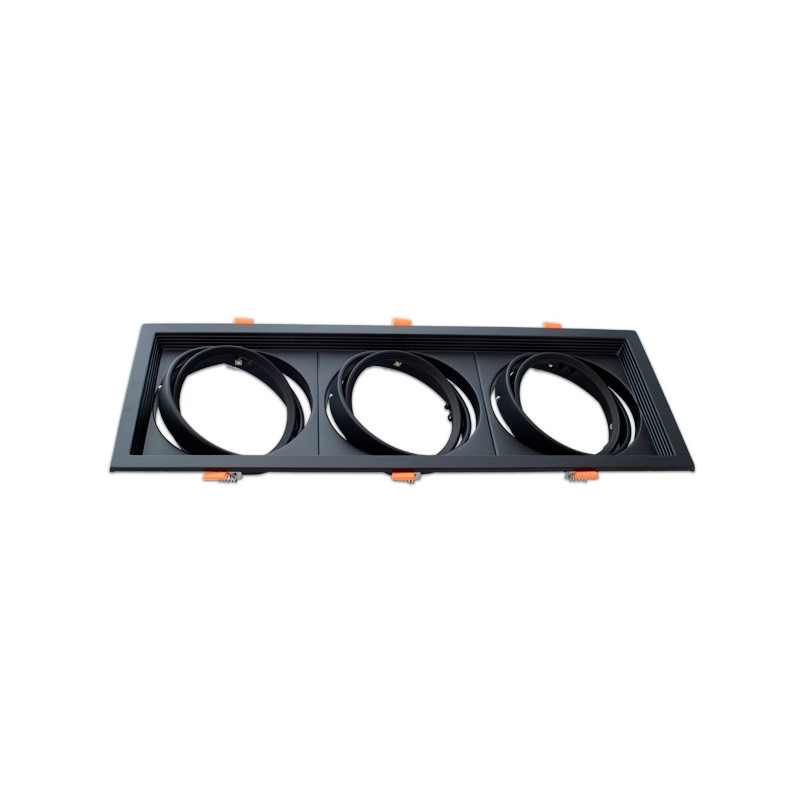 Marco orientable triple para AR111 color negro