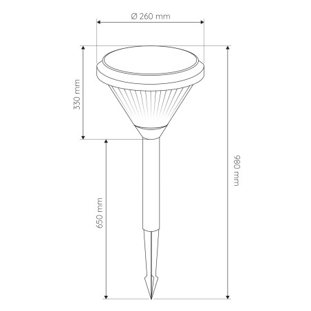medidas con pincho Baliza Solar LED de Pie 75 cm 6W IP65