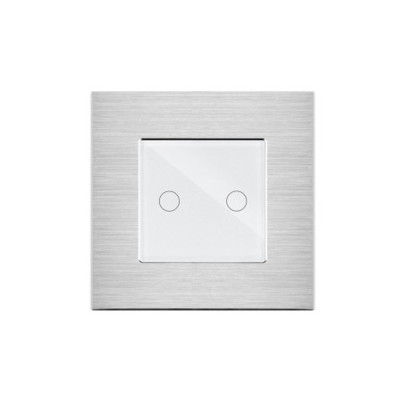 Brushed Aluminium Frame 1 Gang Crystal Series Grey