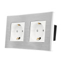 Brushed Aluminium Frame 2 Gang Crystal Series grey