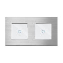 Brushed Aluminium Frame 2 Gang Crystal Series