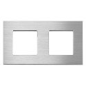 Brushed Aluminium Frame 2 Gang grey