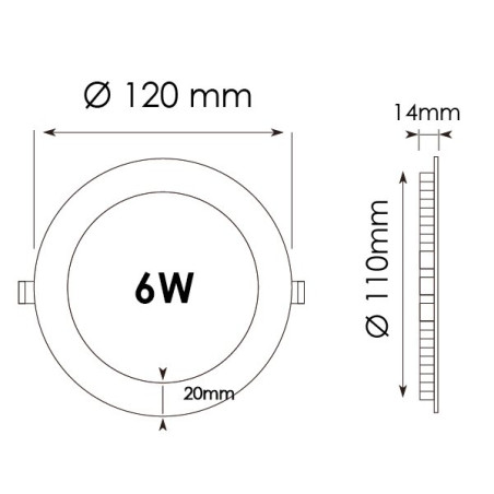 Pannello downlight 6W rotondo NERO