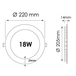 Downlight - Round 18W Panel Black