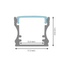 Profilé rectangulaire aluminium pour bande LED 17,5x14,5x1000 mm