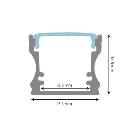 Profilé rectangulaire aluminium pour bande LED 17,5x14,5x1000 mm