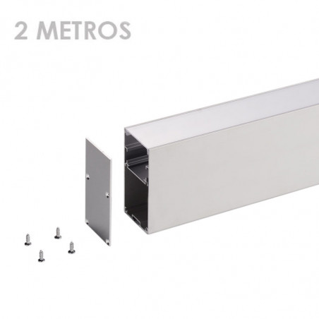 Perfil rectangular aluminio tira led 66 x 35 x 2m