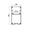 Perfil rectangular aluminio tira led 66 x 35 x 2m