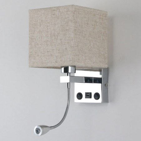 LAMPADA DA PARETE E27 + LUCE DI LETTURA + USB