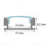 Perfil rectangular aluminio tira led 1m negro