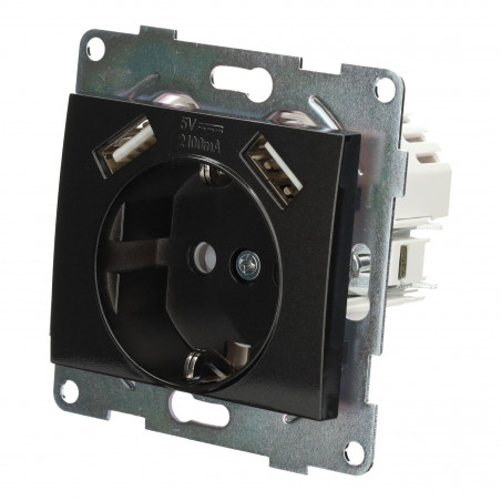 Prise de courant schuko + deux ports USB série PC