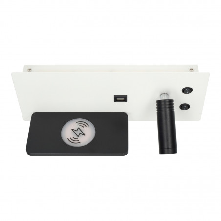 LED-Wandleuchte 7+3W USB + kabelloses Laden links