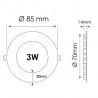 Panneau downlight 3W rond NOIR