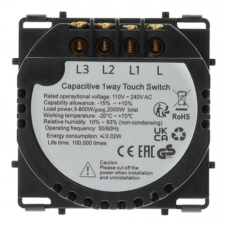 Interruptor táctil triple 2000W